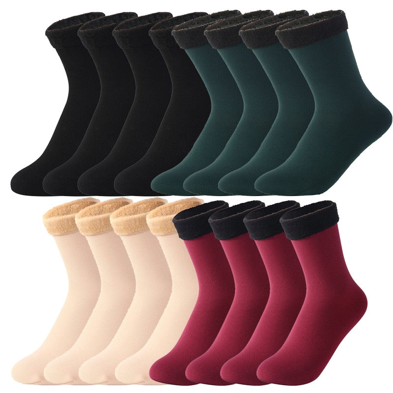 6/8/10Pairs/Lot Women/Men Winter Warm Thicken Thermal Socks Wool Cashmere Snow Black Skin Seamless Velvet Soft Boots Sock Lot