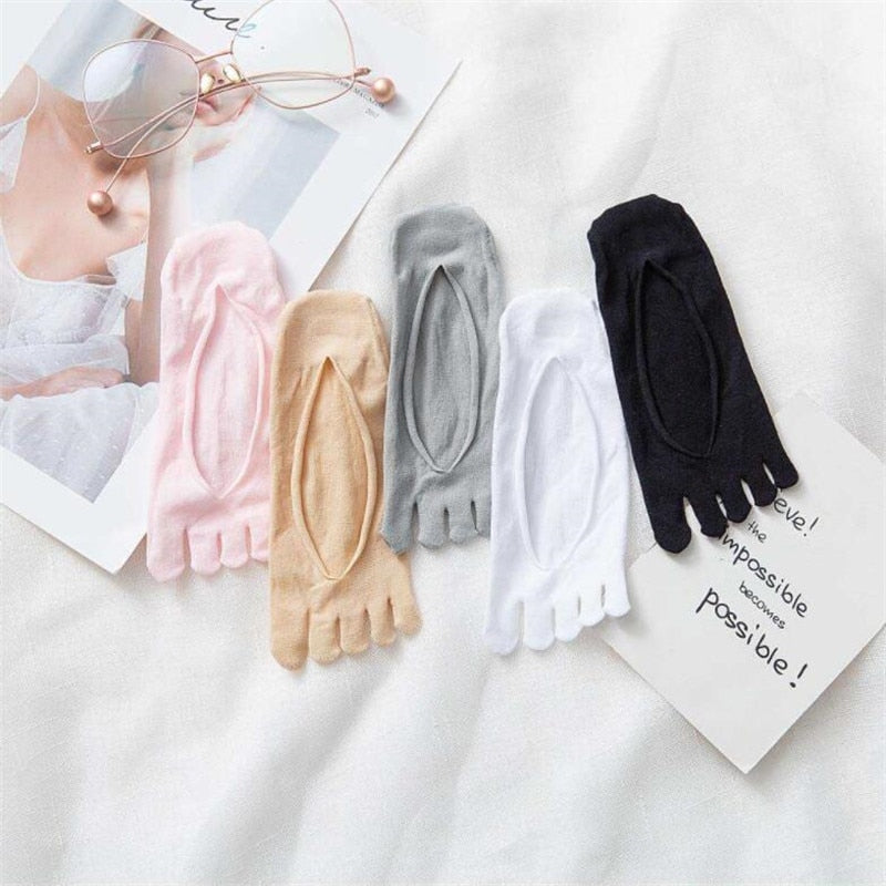 5Pair Women Five Toe Boat Socks Spring Summer Breathable Short Sock Female Ladies 5 Finger Cotton Invisible Socks For Woman